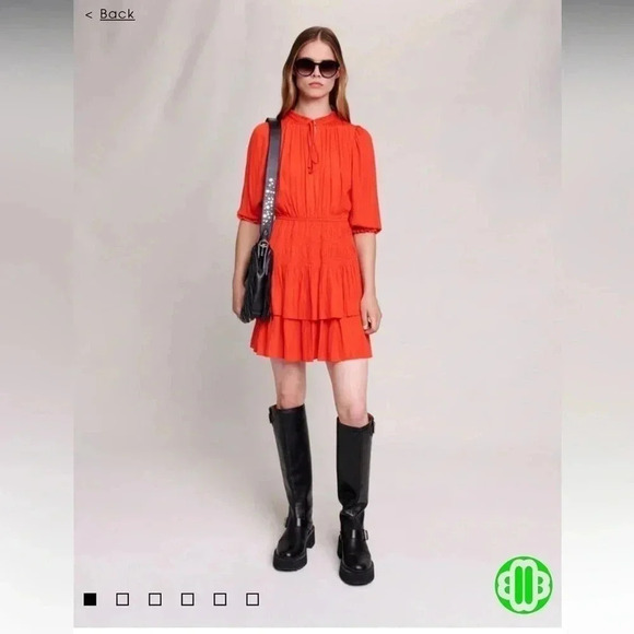 NWT Maje Short Satin Smocked Dress - Picture 1 of 9